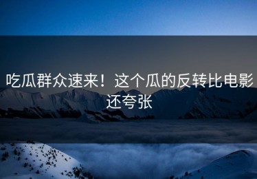 吃瓜群众速来！这个瓜的反转比电影还夸张