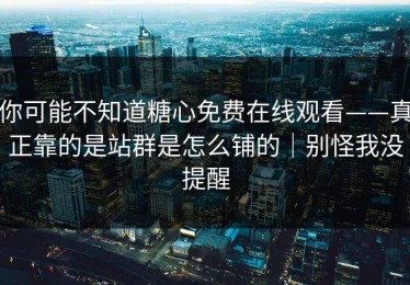 你可能不知道糖心免费在线观看——真正靠的是站群是怎么铺的｜别怪我没提醒