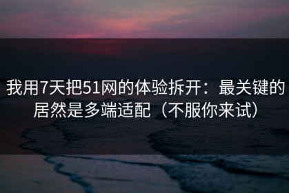 我用7天把51网的体验拆开：最关键的居然是多端适配（不服你来试）