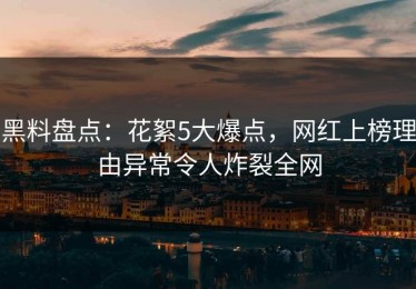 黑料盘点：花絮5大爆点，网红上榜理由异常令人炸裂全网