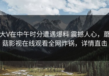 大V在中午时分遭遇爆料 震撼人心，蘑菇影视在线观看全网炸锅，详情直击