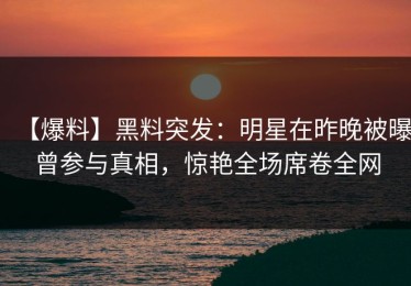 【爆料】黑料突发：明星在昨晚被曝曾参与真相，惊艳全场席卷全网