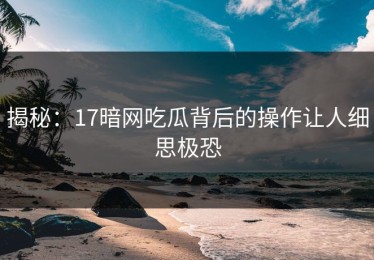 揭秘：17暗网吃瓜背后的操作让人细思极恐