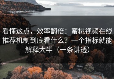看懂这点，效率翻倍：蜜桃视频在线推荐机制到底看什么？一个指标就能解释大半（一条讲透）