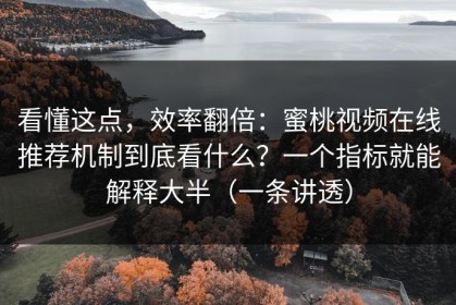 看懂这点，效率翻倍：蜜桃视频在线推荐机制到底看什么？一个指标就能解释大半（一条讲透）