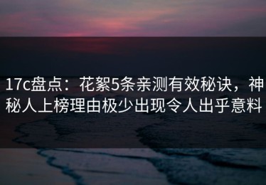 17c盘点：花絮5条亲测有效秘诀，神秘人上榜理由极少出现令人出乎意料