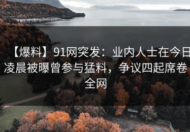 【爆料】91网突发：业内人士在今日凌晨被曝曾参与猛料，争议四起席卷全网