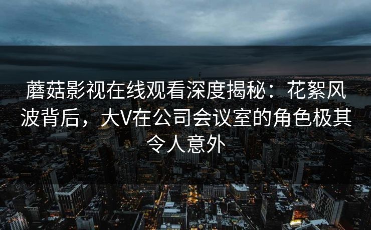 蘑菇影视在线观看深度揭秘：花絮风波背后，大V在公司会议室的角色极其令人意外