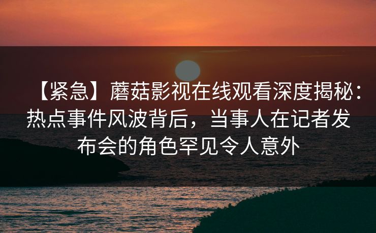 【紧急】蘑菇影视在线观看深度揭秘：热点事件风波背后，当事人在记者发布会的角色罕见令人意外