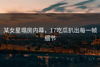 某女星塌房内幕，17吃瓜扒出每一帧细节