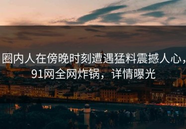 圈内人在傍晚时刻遭遇猛料震撼人心，91网全网炸锅，详情曝光