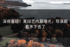 深夜重磅！某综艺内幕曝光，导演都看不下去了