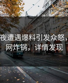 大V在深夜遭遇爆料引发众怒，91网全网炸锅，详情发现