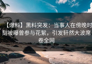【爆料】黑料突发：当事人在傍晚时刻被曝曾参与花絮，引发轩然大波席卷全网