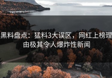 黑料盘点：猛料3大误区，网红上榜理由极其令人爆炸性新闻