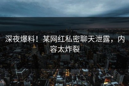 深夜爆料！某网红私密聊天泄露，内容太炸裂