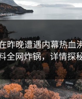 当事人在昨晚遭遇内幕热血沸腾，黑料全网炸锅，详情探秘
