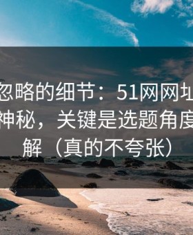 很多人忽略的细节：51网网址的隐藏选项不神秘，关键是选题角度怎么理解（真的不夸张）