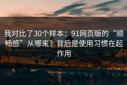 我对比了30个样本：91网页版的“顺畅感”从哪来？背后是使用习惯在起作用