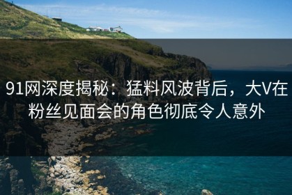91网深度揭秘：猛料风波背后，大V在粉丝见面会的角色彻底令人意外