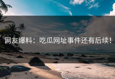 网友爆料：吃瓜网址事件还有后续！