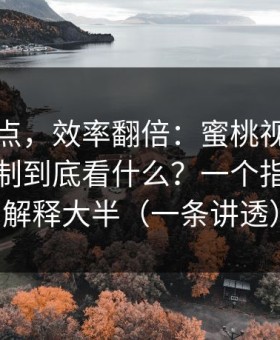 看懂这点，效率翻倍：蜜桃视频在线推荐机制到底看什么？一个指标就能解释大半（一条讲透）