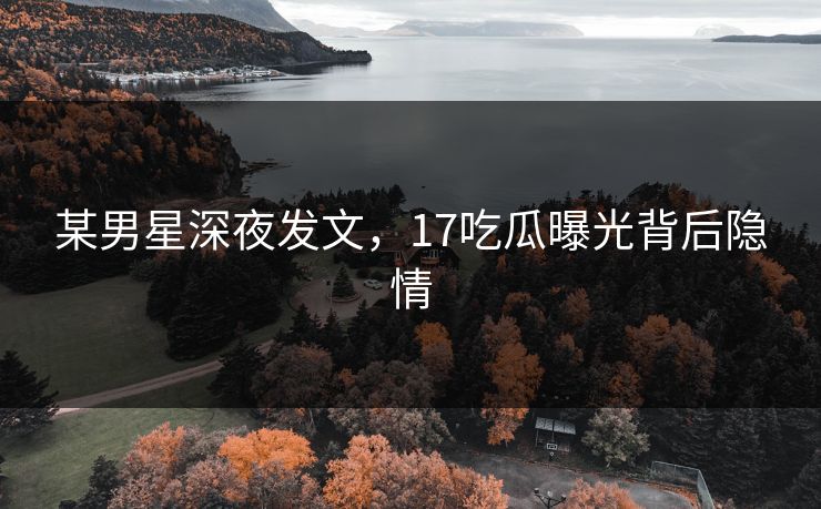 某男星深夜发文，17吃瓜曝光背后隐情