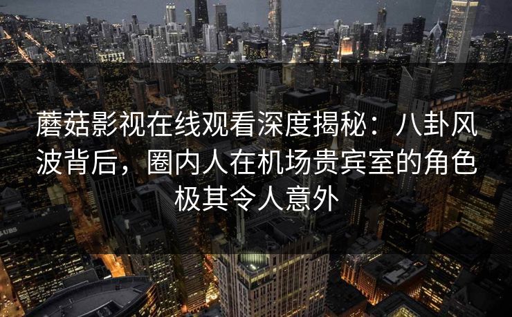 蘑菇影视在线观看深度揭秘：八卦风波背后，圈内人在机场贵宾室的角色极其令人意外