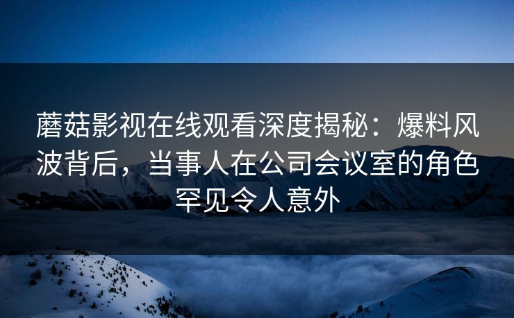 蘑菇影视在线观看深度揭秘：爆料风波背后，当事人在公司会议室的角色罕见令人意外