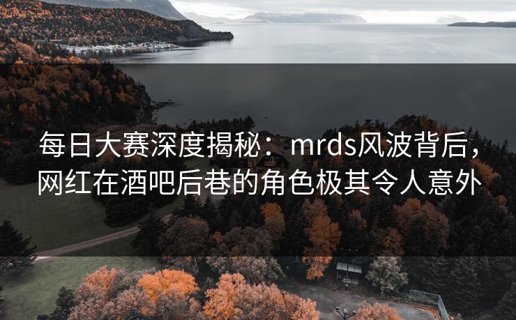 每日大赛深度揭秘：mrds风波背后，网红在酒吧后巷的角色极其令人意外