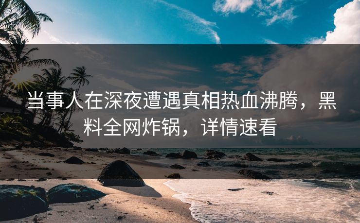 当事人在深夜遭遇真相热血沸腾，黑料全网炸锅，详情速看