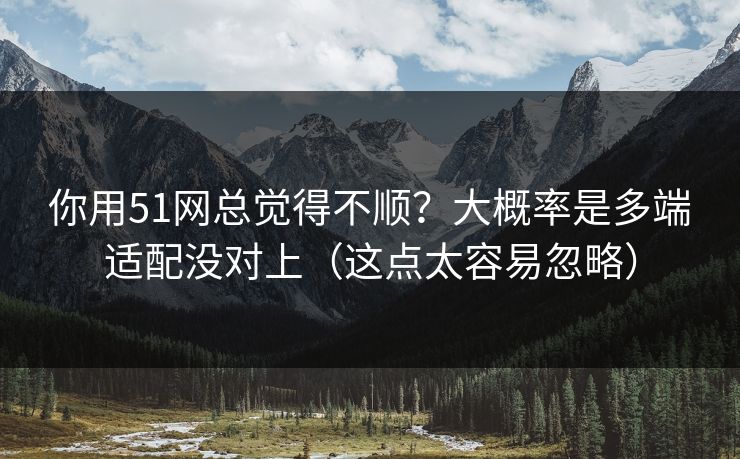 你用51网总觉得不顺？大概率是多端适配没对上（这点太容易忽略）